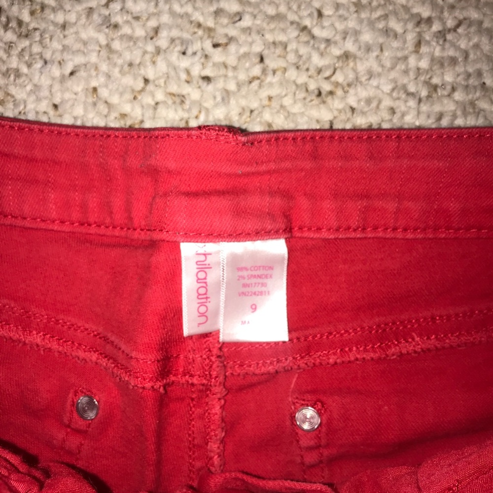 Red Studded and Ripped Shorts - Picture 2 of 3